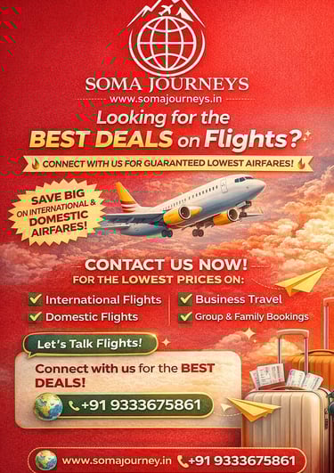Best deals on domestic and international airfare by Soma Journeys
