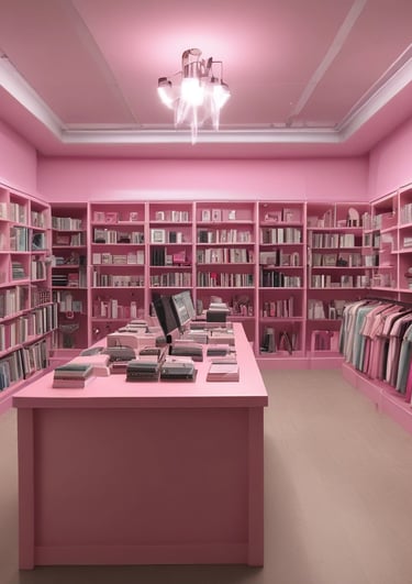 a pink room with a laptop and a laptop