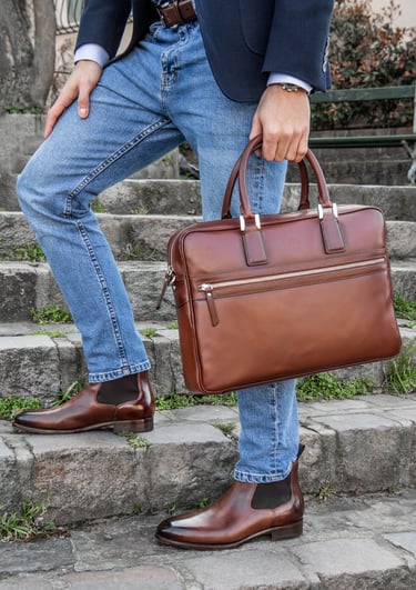 Porte document cuir marron