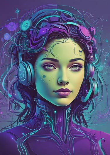 A sleek laptop screen displaying the cover of the ebook 'AI Marketing from Zero' with neon blue and lime green accents on a clean white desk.