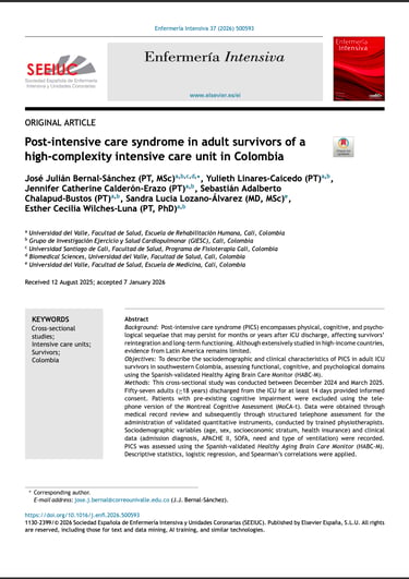 Post-intensive care syndrome in adult survivors of a high-complexity intensive care unit in Colombia