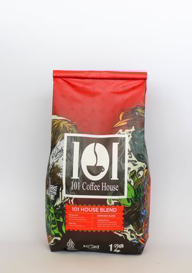 kopi house blend yang digunakan oleh 101 coffee house dengan kopi Arabika kerinci dan robusta temanggung
