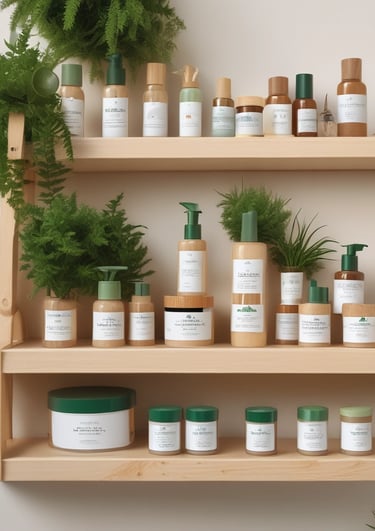 A steaming cup of herbal tea placed next to fresh herbs on a rustic table.