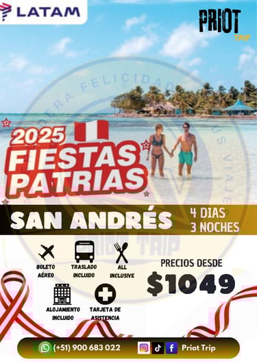 VIAJA A SAN ANDRES DESDE LIMA EN FIESTAS PATRIAS 2025