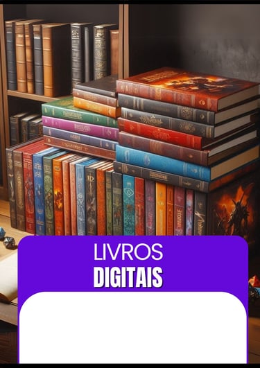 Livros Digitais (Estante com diversos livros)