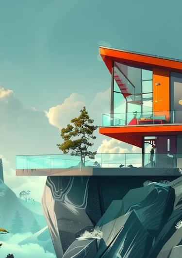 modern house on the edge of a cliff