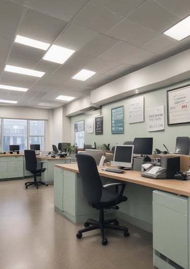 A professional and minimalistic office space representing Alinex Insurance.