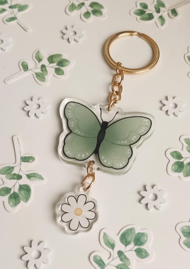 porte-clés illustrés acrylique et epoxy pour créer un univers cozy et slow life