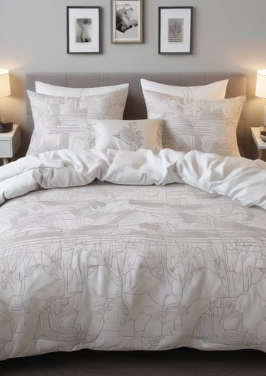 A serene bedroom with natural light and soft linens.