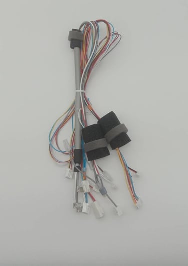 Example of OEM wiring harness which combine many parts ranging from wire, connectors, sponge, binder