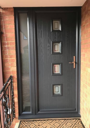 Ral 7016 composite door with side panel and enfield glass fitted in Southampton