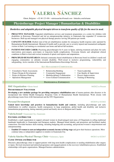 CV sample for a UN applicant, mid-career - page 1