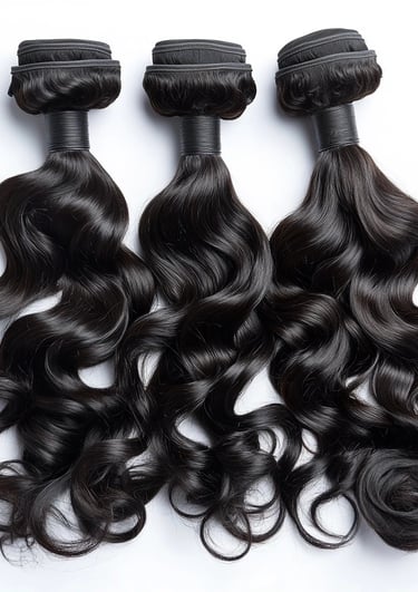 An image displaying an example of the Jet Black Curly Bundles hair option.