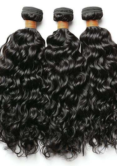 An image displaying an example of the Jet Black Tight Curly Bundles hair option.