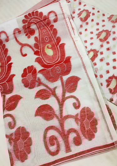 A stunning handloom saree draped gracefully, emphasizing the intricate weaving techniques and vibran