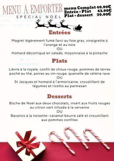 menu de noel restaurant O ' 2 saisons alès