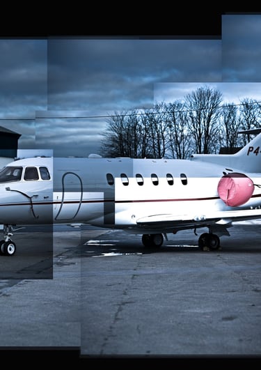 A joiner image of a private jet