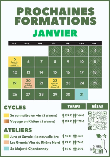 cours oenologie janvier 2026 dégustation de vins lyon on veille au grain