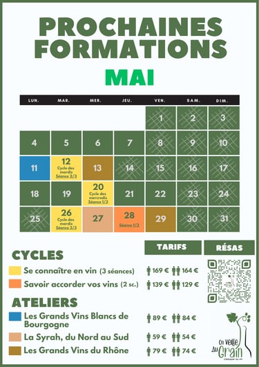 cours oenologie mai 2026 dégustation de vins lyon on veille au grain