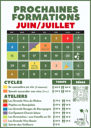 cours oenologie juin juillet 2026 dégustation de vins lyon on veille au grain
