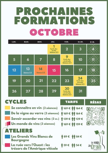 cours oenologie octobre 2026 dégustation de vins lyon on veille au grain