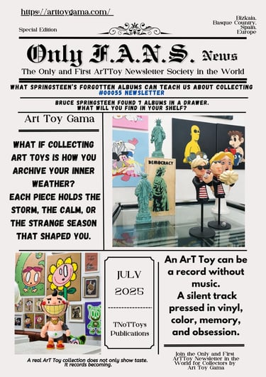 Only F.A.N.S. News newsletter cover featuring unique designer art toys and collectibles by Art Toy Gama.