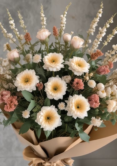 a bunch of flowers that are on display