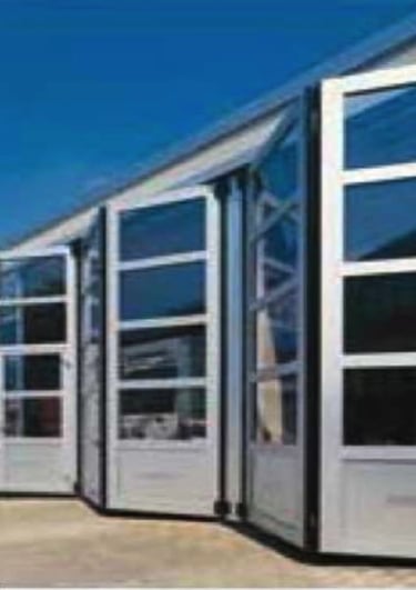 a long line of doors leading to a building