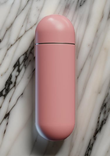 a Blush Pink portable water bidet with a marble background