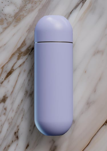 a picture of a Lavender mist water bidet with a marble background