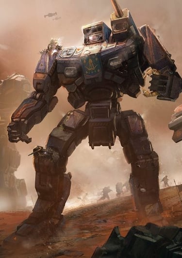 Battlemech battle scene