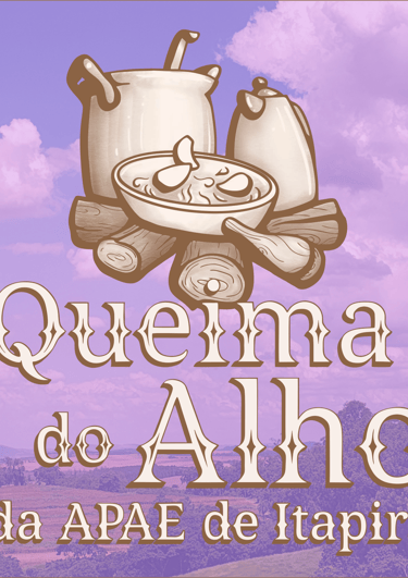 Ilustração de João Marquezini: Logo da Queima do Alho da APAE de Itapira