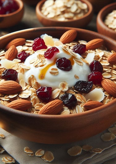a bowl of oatmeal with yogurt and yogurt