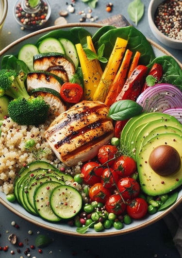 a bowl of food with vegetables and vegetables