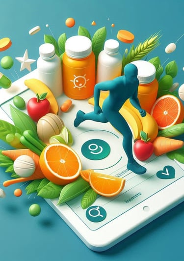 a person running on a scale scale with vitamins and vitamins