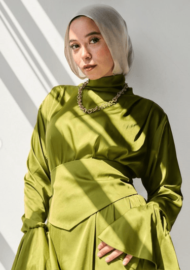 elegant satin dress hijabi