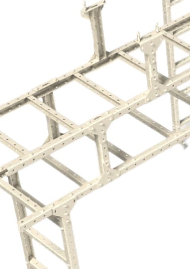 una estructura de metal con una escalera de cable