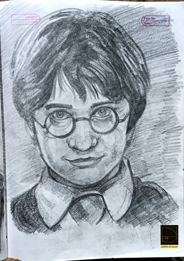 portrait painting of acto daniel radcliff as harrypotter made in pencil shading