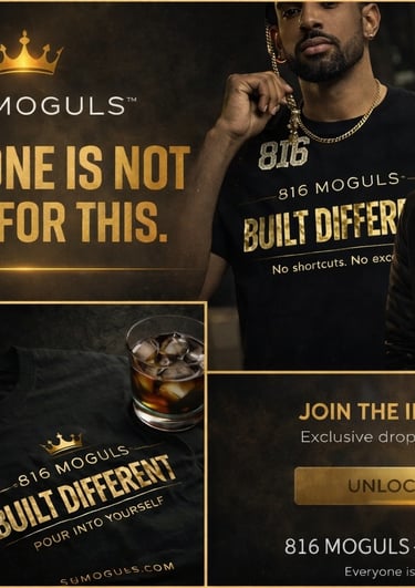 Men wearing 816 Moguls luxury urban apparel from the Built Different t-shirt and streetwear collection.