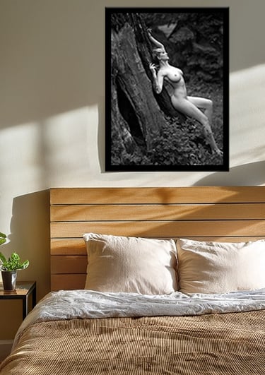 Framed image over the bed
