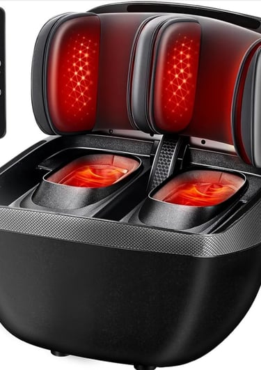 foot and calf massage device used for evening relaxation and circulation support.