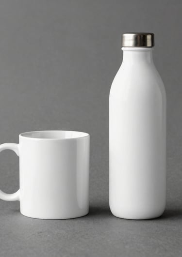 Close-up of a sleek coffee mug featuring a colorful, personalized print.