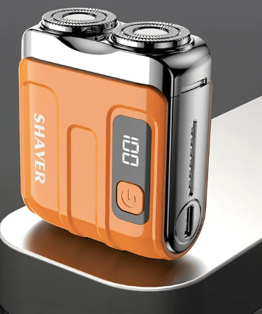 a mini portable shaver with two batteries on it