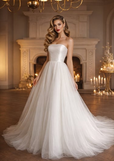 Robe de mariée princesse bustier blanc, jupe volumineuse en tulle, essayage mariage Oui Mademoiselle
