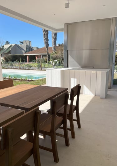 a table with chairs and a table with chairs