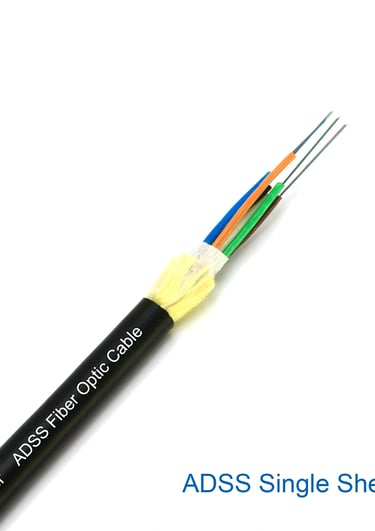 ADSS 12 core 48 core 72 core Fiber Optic Cable Single Sheath with PE Jacket