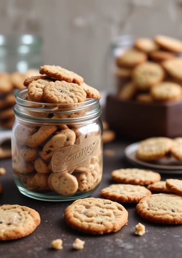 Elegant light brown cookies arranged neatly on a vintage ceramic plate.