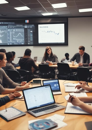 A cheerful instructor explaining concepts in front of a whiteboard.