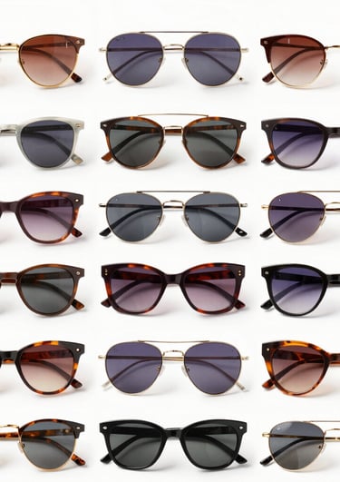 Close-up of colorful hair accessories and stylish sunglasses on a bright background.