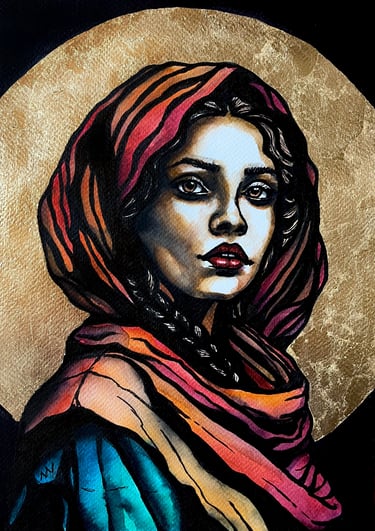 Original watercolor painting ‘Nasira’ by manef